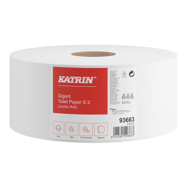 [HY002411] Toaletný papier 2-vrstvový KATRIN Plus Gigant Toilet S2 18 cm, celulóza, návin 100 m