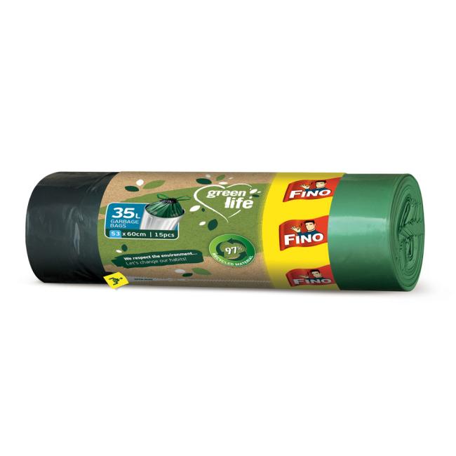 [HY030957] Vrecia zaťahovacie FINO Green Life Easy 35 ℓ, 22 mic., 53 x 60 cm (15 ks)