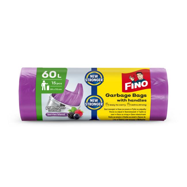 [HY058735] Vrecia zaväzovacie s ušami FINO Premium aromatic 60 ℓ, 14 mic., 59 x 72 cm, fialové (15 ks)
