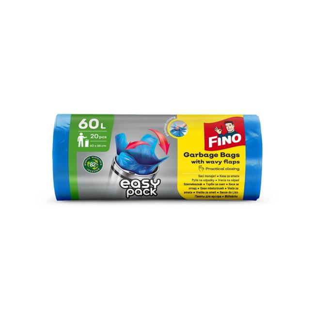[HY093117] Vrecia zaväzovacie FINO Easy pack 60 ℓ, 18 mic., 60 x 66 cm, modré (20 ks)
