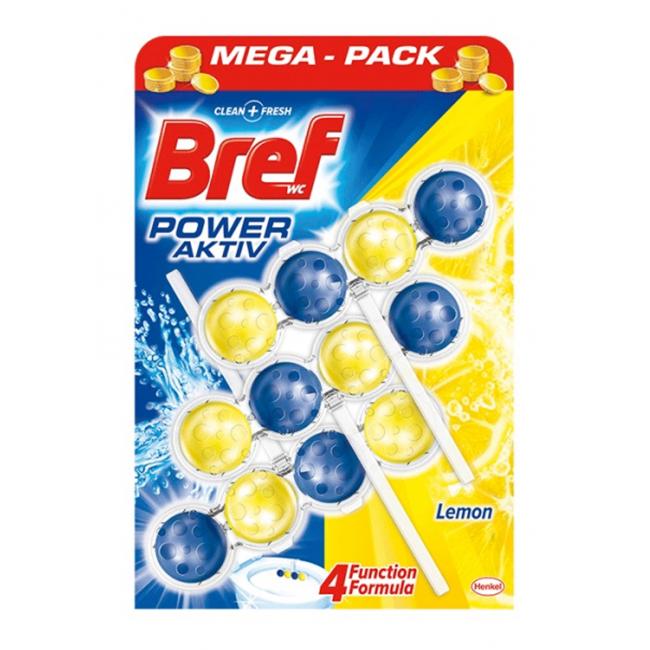 [HY179442] Bref Power Aktiv WC závesný blok tuhý 3 x 50 g Citrón