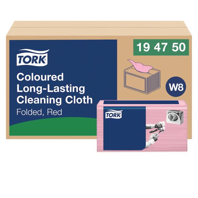 [HY194750] Čistiaca utierka 1-vrstv. TORK Long-Lasting červené W8, 40 ks