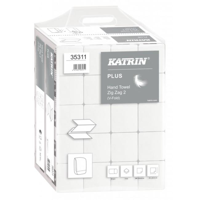 [HY616490] Papierové utierky skladané ZZ 2-vrstvove KATRIN Plus super Handy pack biele (20 bal.)