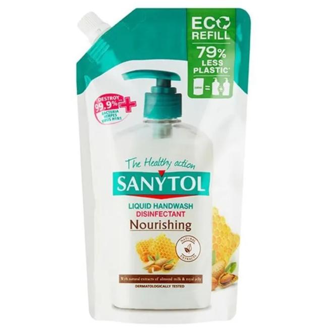 [HY650169] Sanytol tekuté mydlo antibakteriálne, vyživujúce, náhradná náplň, mandľové mlieko 500 ml