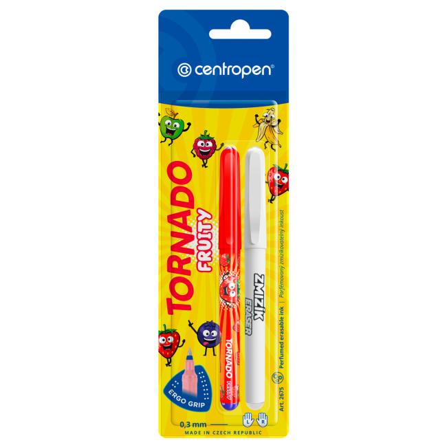 [CE002675] Guľôčkové pero 2675/2 BL Tornado Fruity+zmizík mix farieb