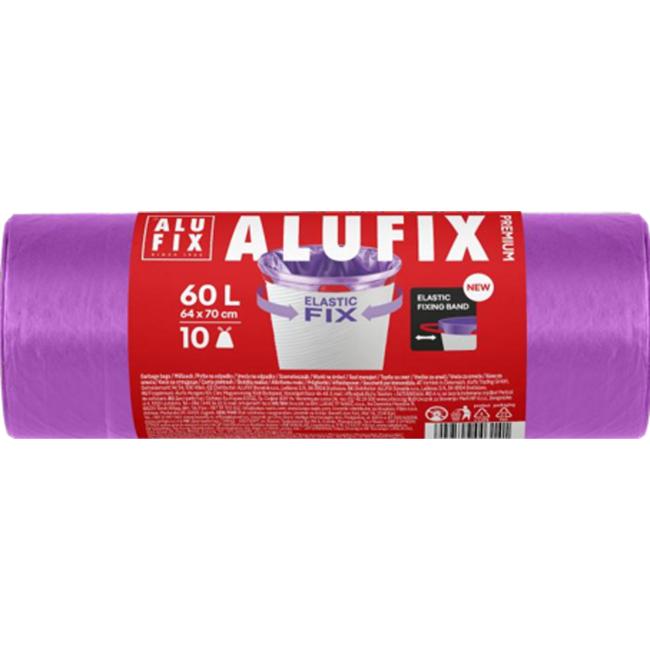 [HY946035] Vrecia na odpadky zaťahovacie Elastic FIX LDPE 64x70cm 60 ℓ/10ks 22mic fialové