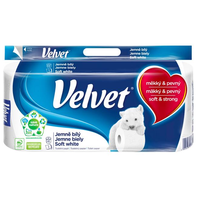 [HY999009] Toaletný papier 3-vrstvový VELVET jemne biely 8ks, 18,3m