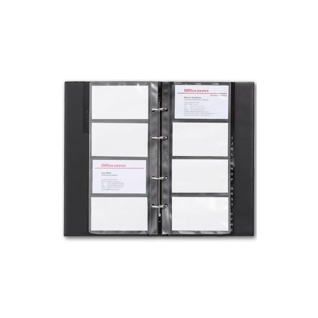 [KP632200] Vizitkár prenosný 4-krúžkový na 80 vizitiek s registrom KARTON PP čierny