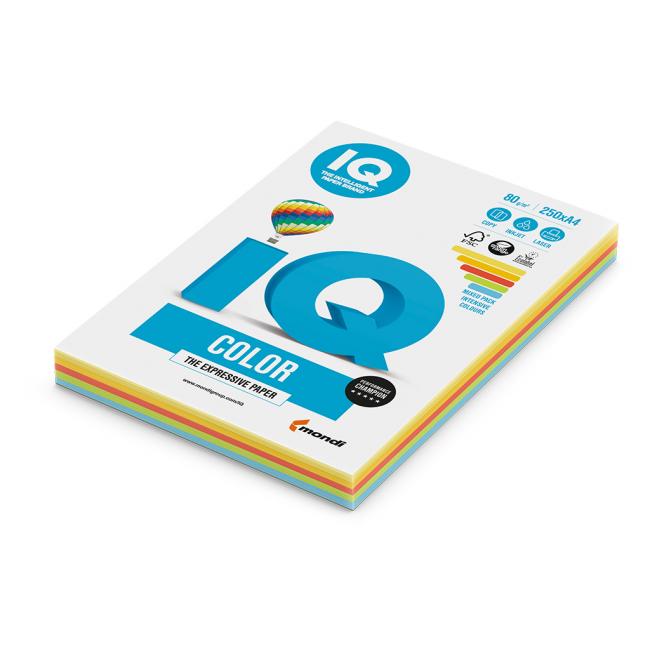 [PA001192] Farebný papier IQ color 5x50 mix intenzívne farby, A4, 80g