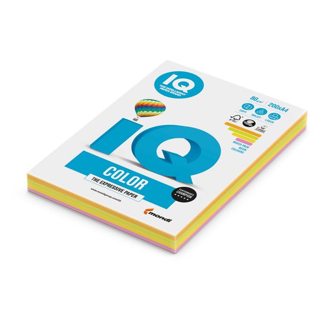 [PA001194] Farebný papier IQ color 4x50 mix neónové farby, A4, 80g