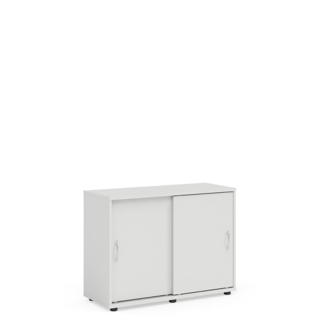 Policová skriňa BASIC, posuvné dvere bez zámku, 100x40x75,3cm, biela