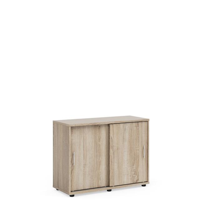 Policová skriňa BASIC, posuvné dvere bez zámku, 100x40x75,3cm, dub Sonoma