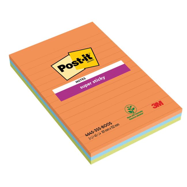 [MM234212] Samolepiaci bloček Post-it Super Sticky BOOST, linajkové, 101 mm x 152 mm, 45l , 3 bločky