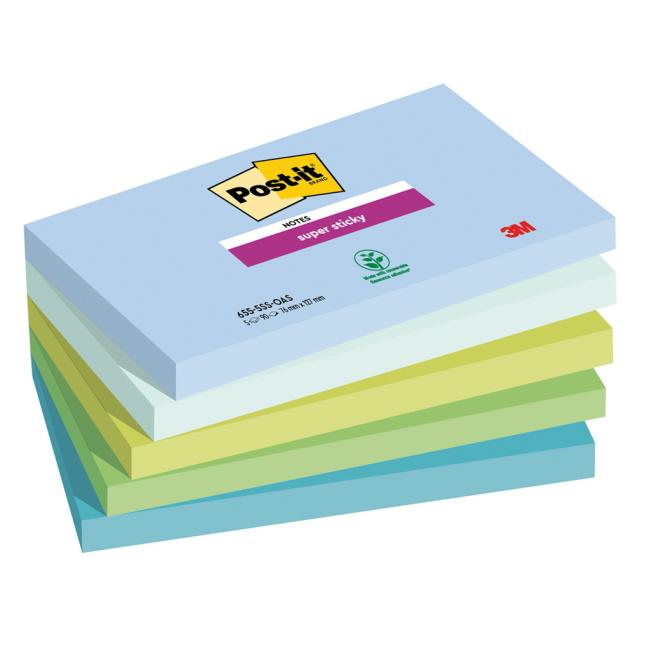 [MM258790] Samolepiaci bloček Post-it Super Sticky OASIS, veľkosť 76x127 mm, 5 bločkov po 90 lístkov