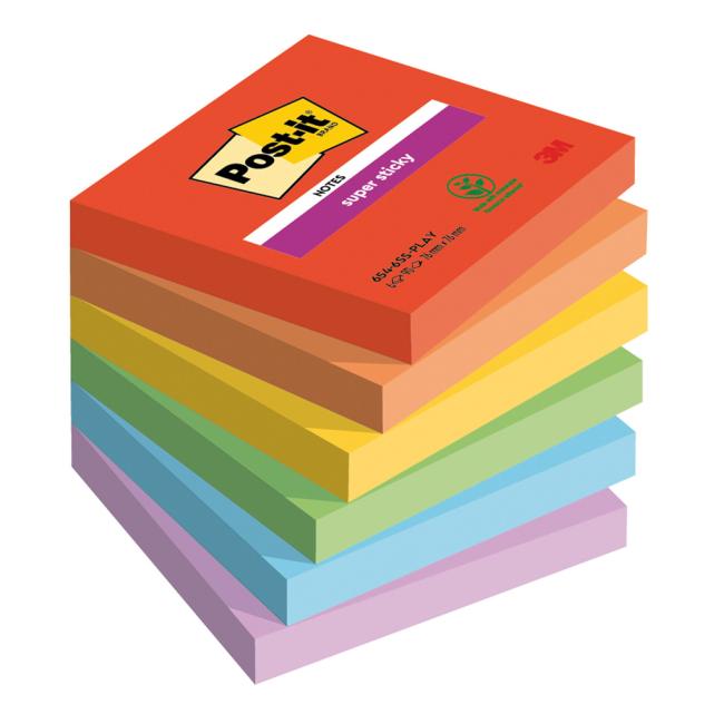 [MM258795] Samolepiaci bloček Post-it Super Sticky PLAYFUL, veľkosť 76x76 mm, 6 bločkov po 90 lístkov