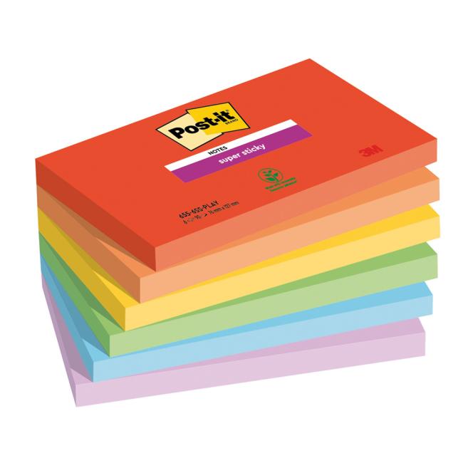 [MM258796] Samolepiaci bloček Post-it Super Sticky PLAYFUL, veľkosť 76x127 mm, 6 bločkov po 90 lístkov