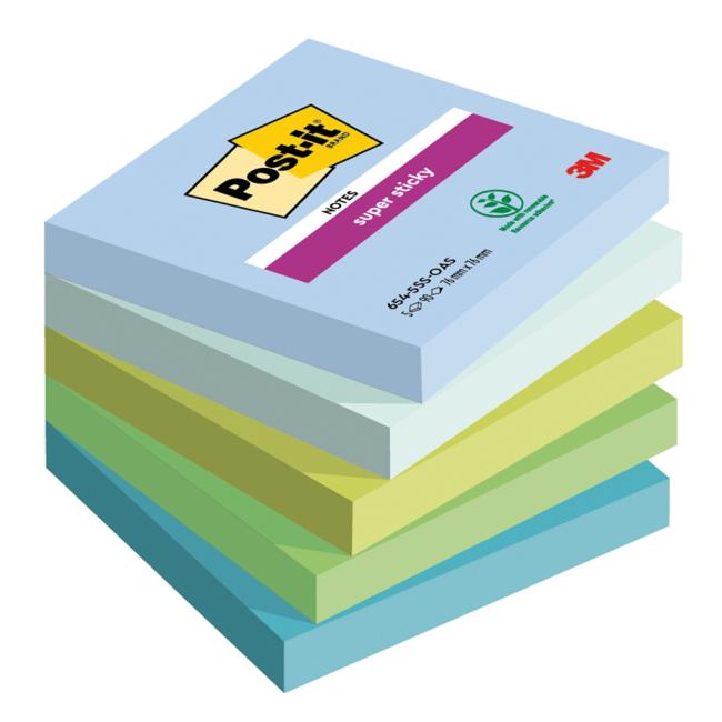 [MM258898] Samolepiaci bloček Post-it Super Sticky OASIS, veľkosť 76x76 mm, 5 bločkov po 90 lístkov