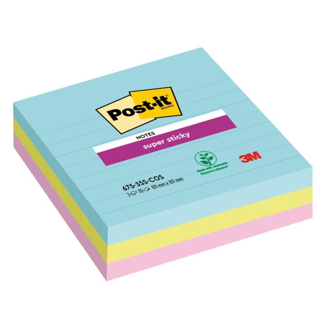 [MM291656] Samolepiaci bloček Post-it Super Sticky COSMIC, veľkosť 101x101 mm, 3 bločky po 70 lístkov