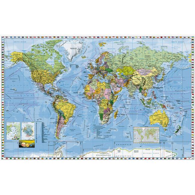 [NM033330] Mapa Svet politický s vlajkami štátov