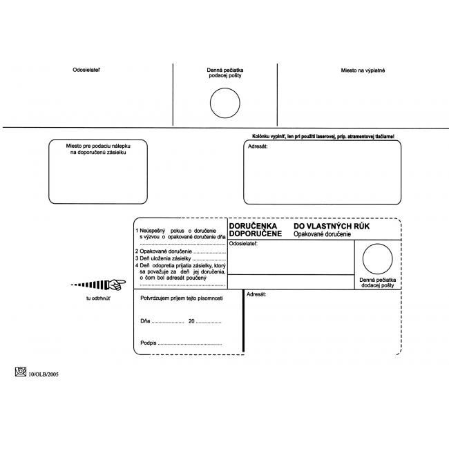 [OB453010] Poštové obálky C5 doručenka do VR OD, Nedoposielať, 100 ks