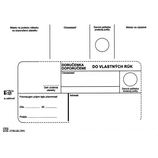 [OB464010] Poštové obálky B6 doručenka do VR bez OD, 100 ks