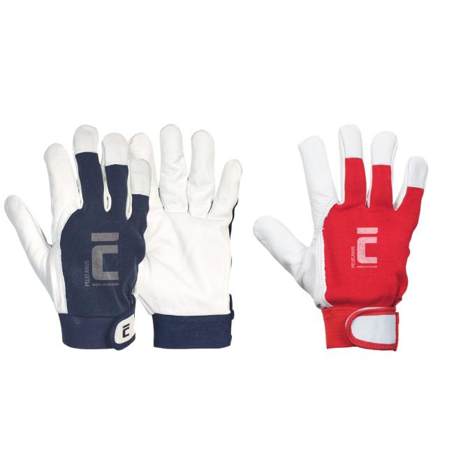 [CV200606] Rukavice pracovné, kombinované PELECANUS, červené/modré veľ. 6/XS