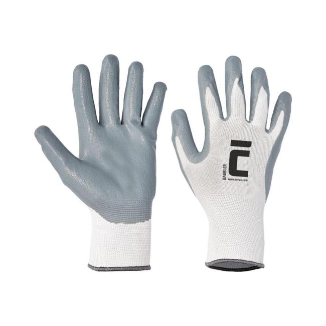 [CV899100] Rukavice nylon/úplet/nitril BABBLER, sivé/biele, veľ. 10/XL