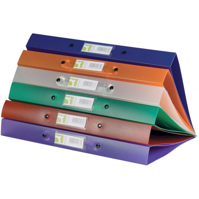 [QC002905] Zakladač 4-krúžkový Q-CONNECT celoplastový 2,5cm transparentný modrý