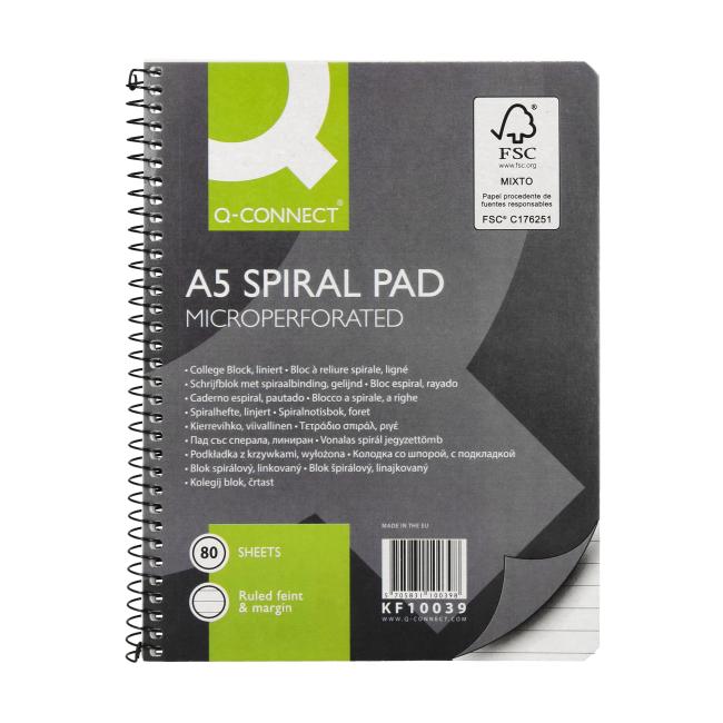 [QC010039] Blok College Q-CONNECT A5, 80 listov, linajkový