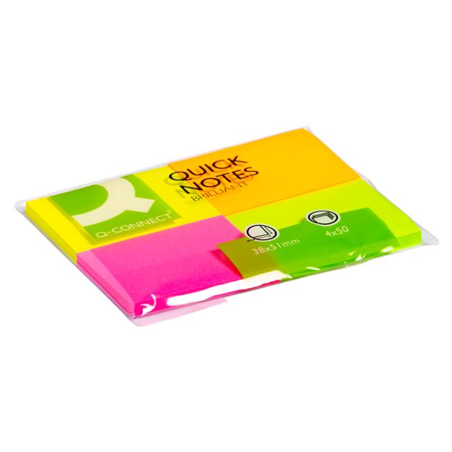 [QC010510] Samolepiaci bloček Q-CONNECT intenzívne 38x51mm 4x50 l