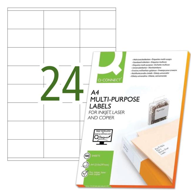 [QC010646] Etikety univerzálne 70x36mm Q-CONNECT A4 100 hárkov