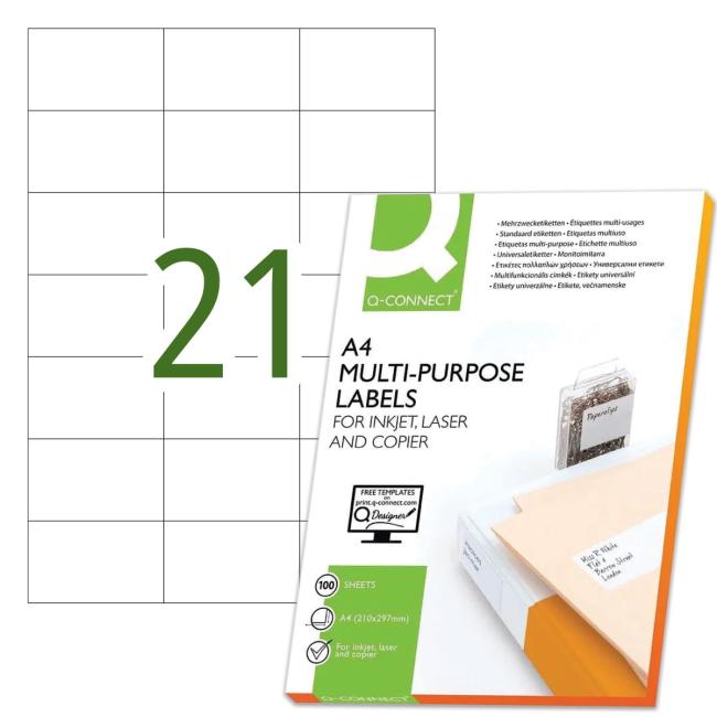 [QC010648] Etikety univerzálne 70x42mm Q-CONNECT A4 100 hárkov