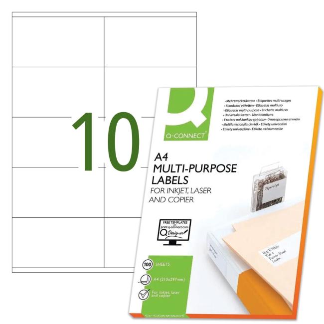 [QC010658] Etikety univerzálne 105x57 mm Q-CONNECT A4 100 hárkov