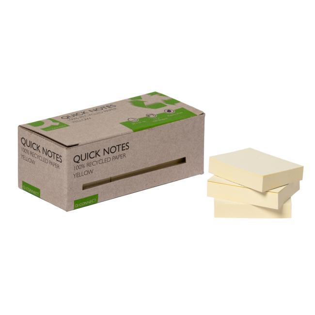 [QC017323] Samolepiaci bloček Q-CONNECT recyklované 38x51 žlté 12ks