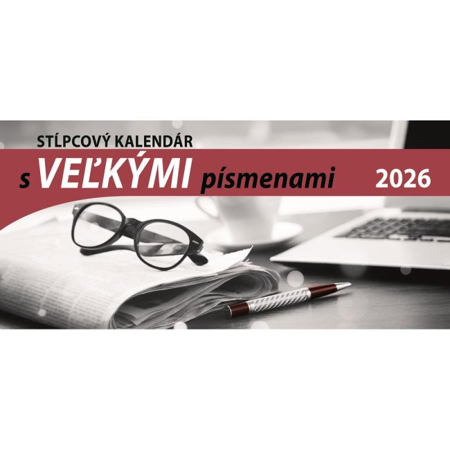 [S28] Stolový kalendár stĺpcový 29,7 x 13,8 cm s VEĽKÝMI písmenami 2026