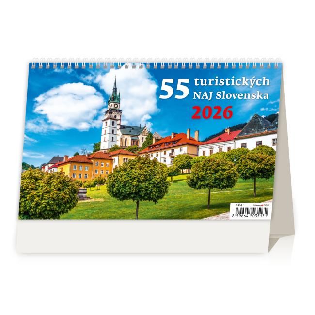 [S332] Row table calendar 22.6x13.9 cm - 55 tourist NAJ Slovakia 2026