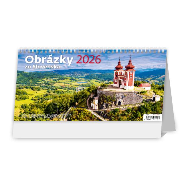 [S351] Stolový kalendár stĺpcový 30,1x15 cm - Obrázky zo Slovenska 2026