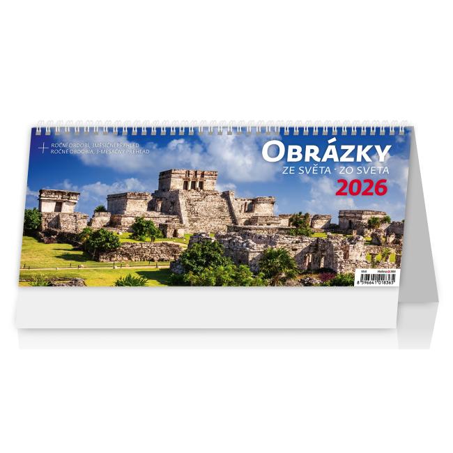 Stolový kalendár stĺpcový 32,1x13,4 cm - Obrázky zo sveta 2026