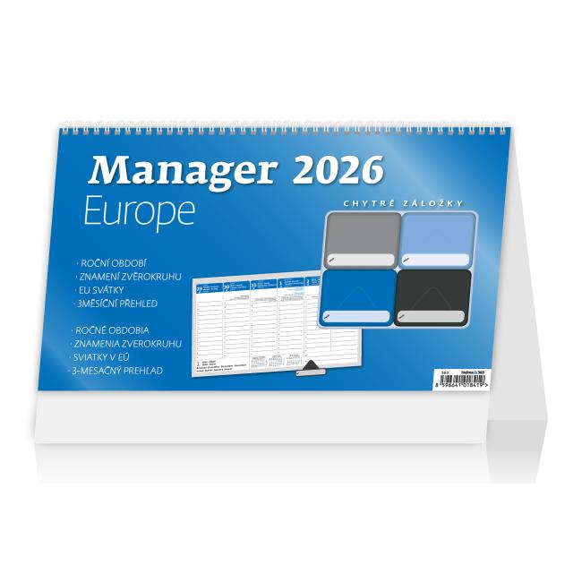 [S60] Stolový kalendár stĺpcový 30,1x18 cm - Manager Europe 2026