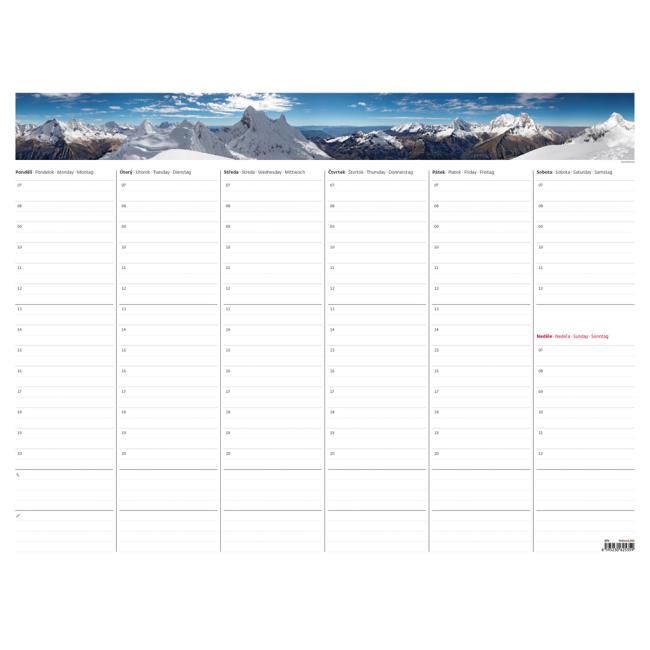 [S70] Týždenná plánovacia mapa A2 63 x 48 cm s fotografiou bez spodnej lišty