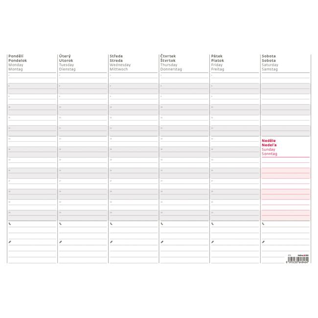 [S73] Týždenná plánovacia mapa A3 45 x 31,5 cm bez spodnej lišty