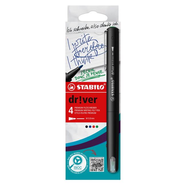 [ST108901] Sada linerov na písanie STABILO dr!ver - medium - 4 ks zelená, červená, modrá, čierna