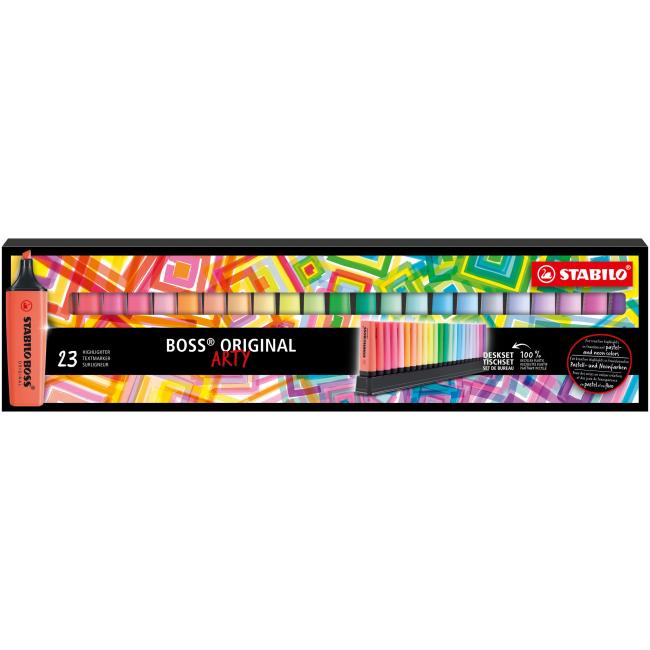 [ST702320] Sada zvýrazňovačov STABILO BOSS ORIGINAL - ARTY - 23 ks (9 neonových a 14 pastelových farieb)