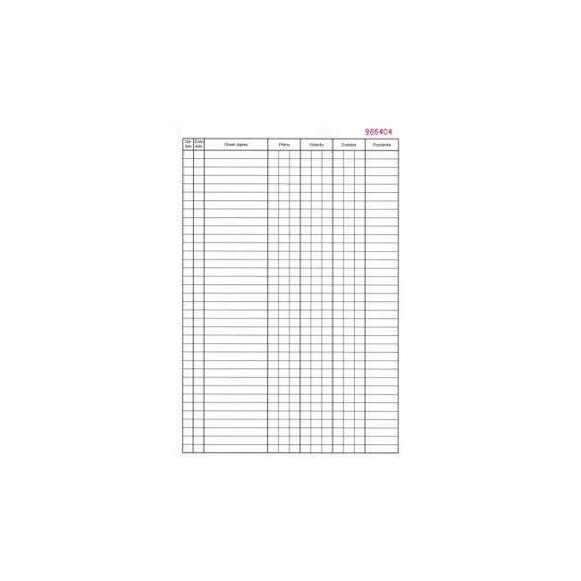 Pokladničná kniha, A4, číslovaná, bez priepisu, 50 listov