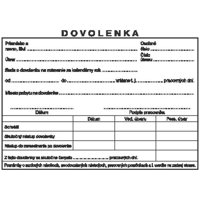 Tlačivo Dovolenka, samoprepis, A6