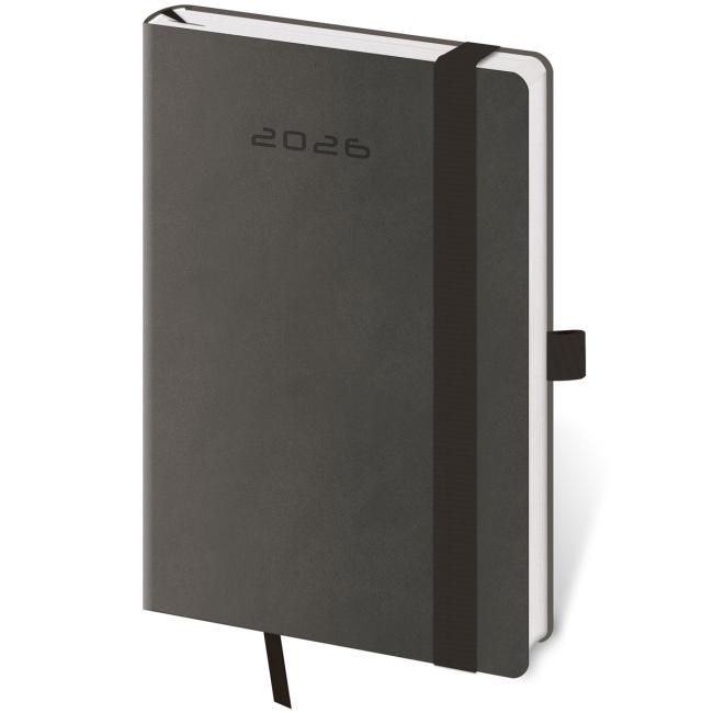 [DF436-4] Diár Flexies týždenný vreckový A6 9x14cm tmavosivý 2026
