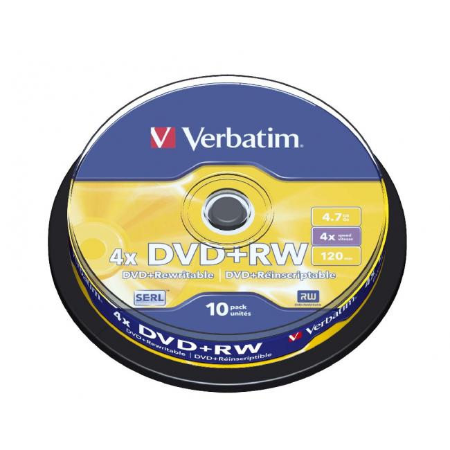 [VE434880] Verbatim DVD+RW 4x 4,7GB torta 10 ks