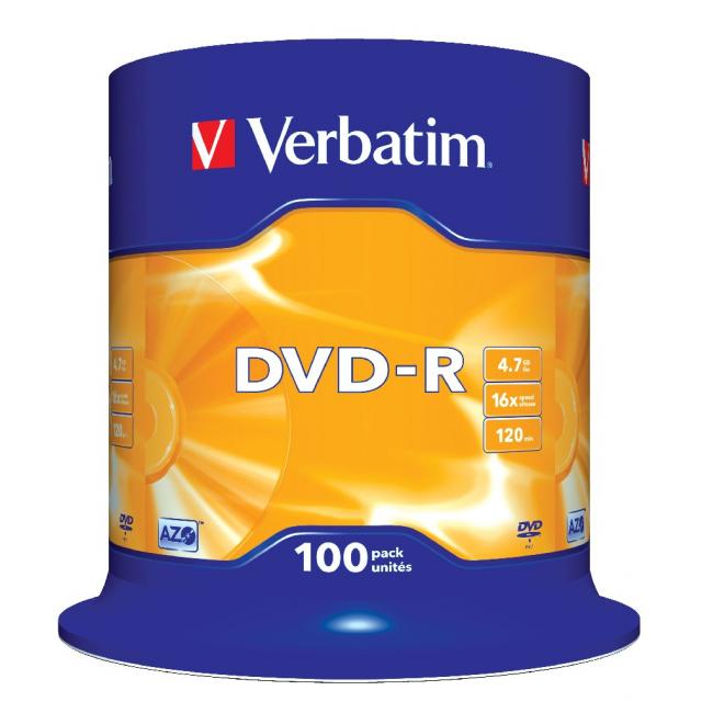 [VE435490] Verbatim DVD-R 16x 4,7GB cake 100 ks