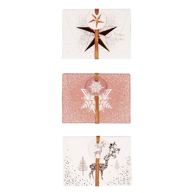 [XX400225] Vianočná papierová darčeková krabička s gumičkou 112x80mm mix ružovobielych motívov 3 ks