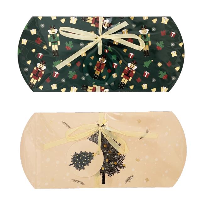 [XX400233] Vianočná papierová darčeková krabička pukačka 220x100mm 2 ks mix zelenokrémových motívov